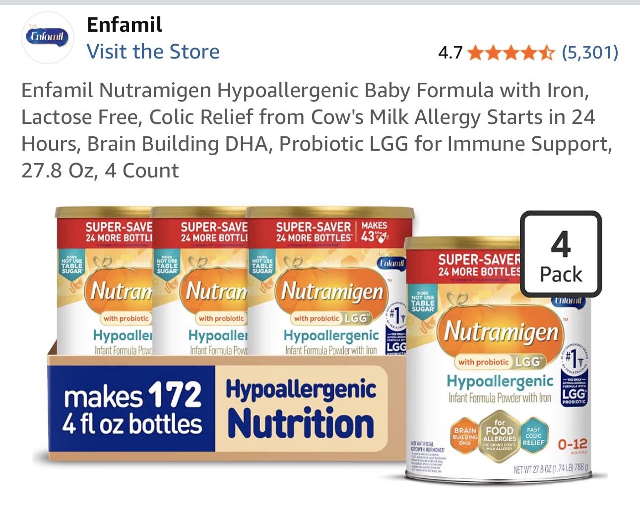 4 Enfamil nutramigen formula boxes