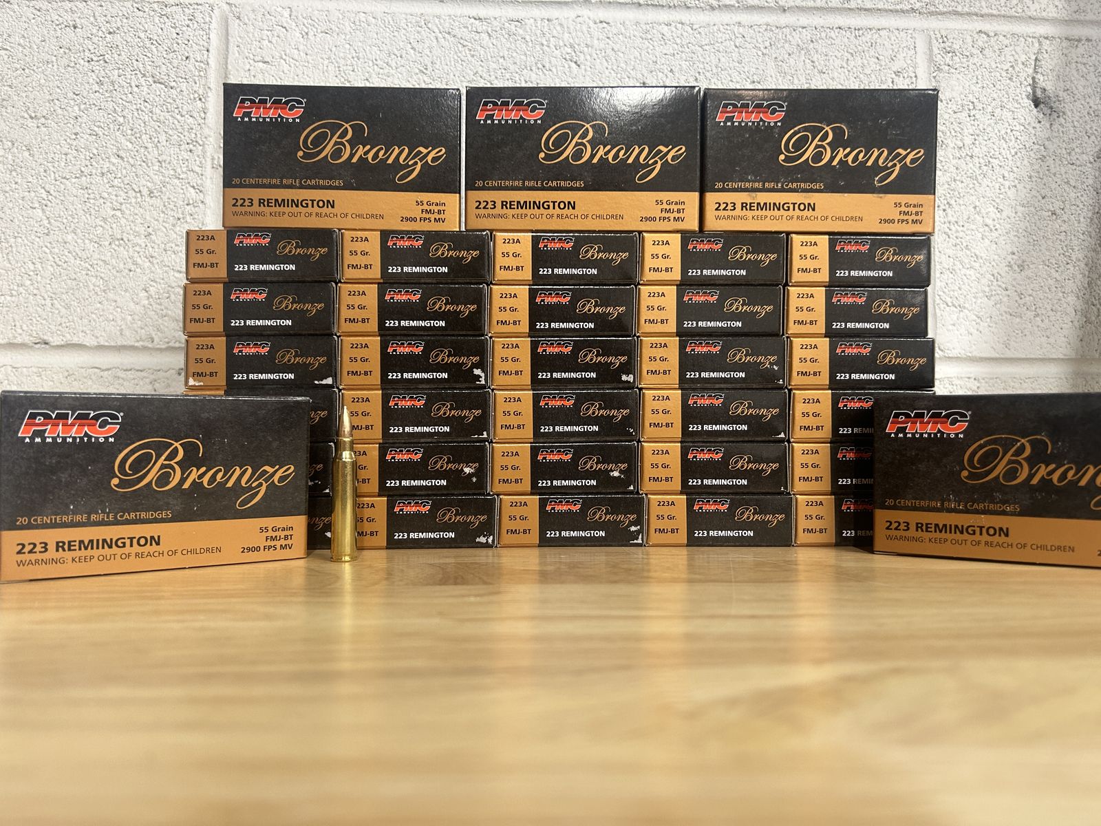PMC Bronze 223 Ammo 55 Grain FMJ Ammo - 1000 Rounds