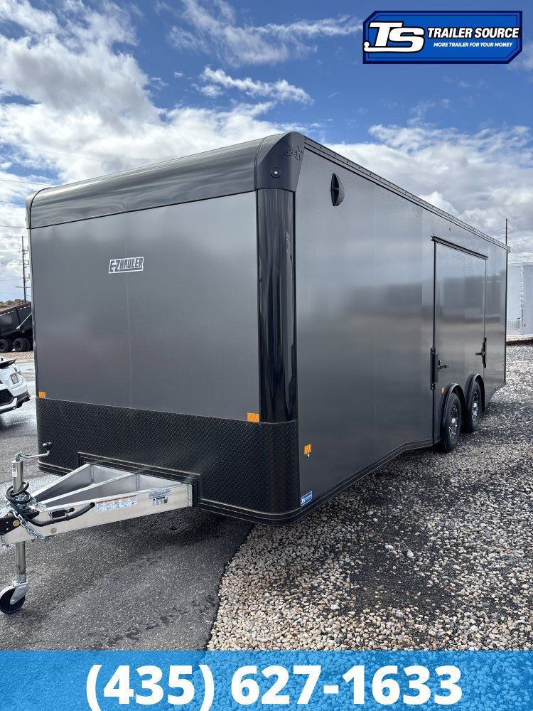 8.5x24 Alcom EZ Hauler Premium Aluminum Enclosed Car Hauler Trailer - 10K GVWR - Black Out Package, Rear Spoiler w/ Load Lights,