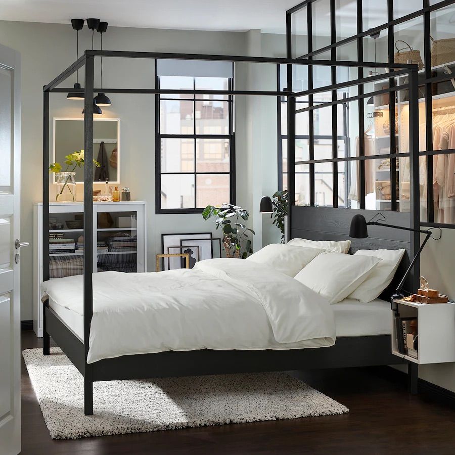 Ikea YTTERVÅG Four-Poster Bed Frame - Black - Like New
