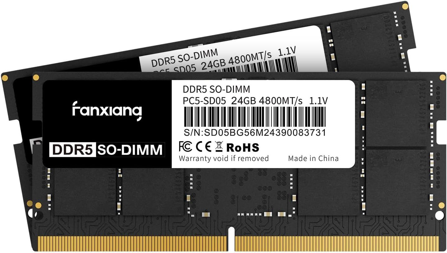 Brand New SODIMM DDR5 4800MHz RAM 48GB Kit (2 x 24GB) CL40 1.1V 262-pin Laptop Memory