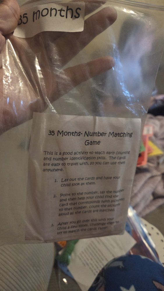35 Months - Number Matching Game Educational Activity Cards for Early Counting