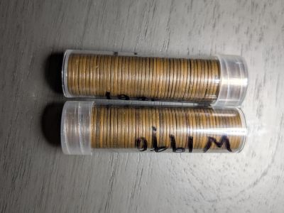two rolls of wheat pennies
