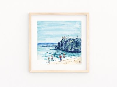 Coastal Art Print: North Shore Hawaii Seascape with Cliff Jumpers, Multiple Sizes
