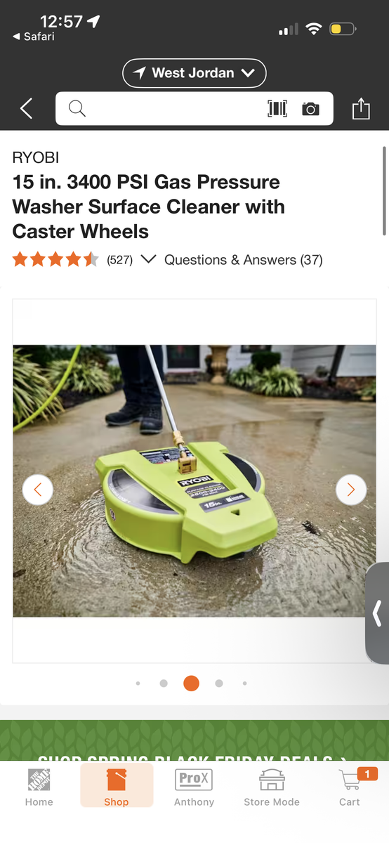 Ryobi 15” surface washer