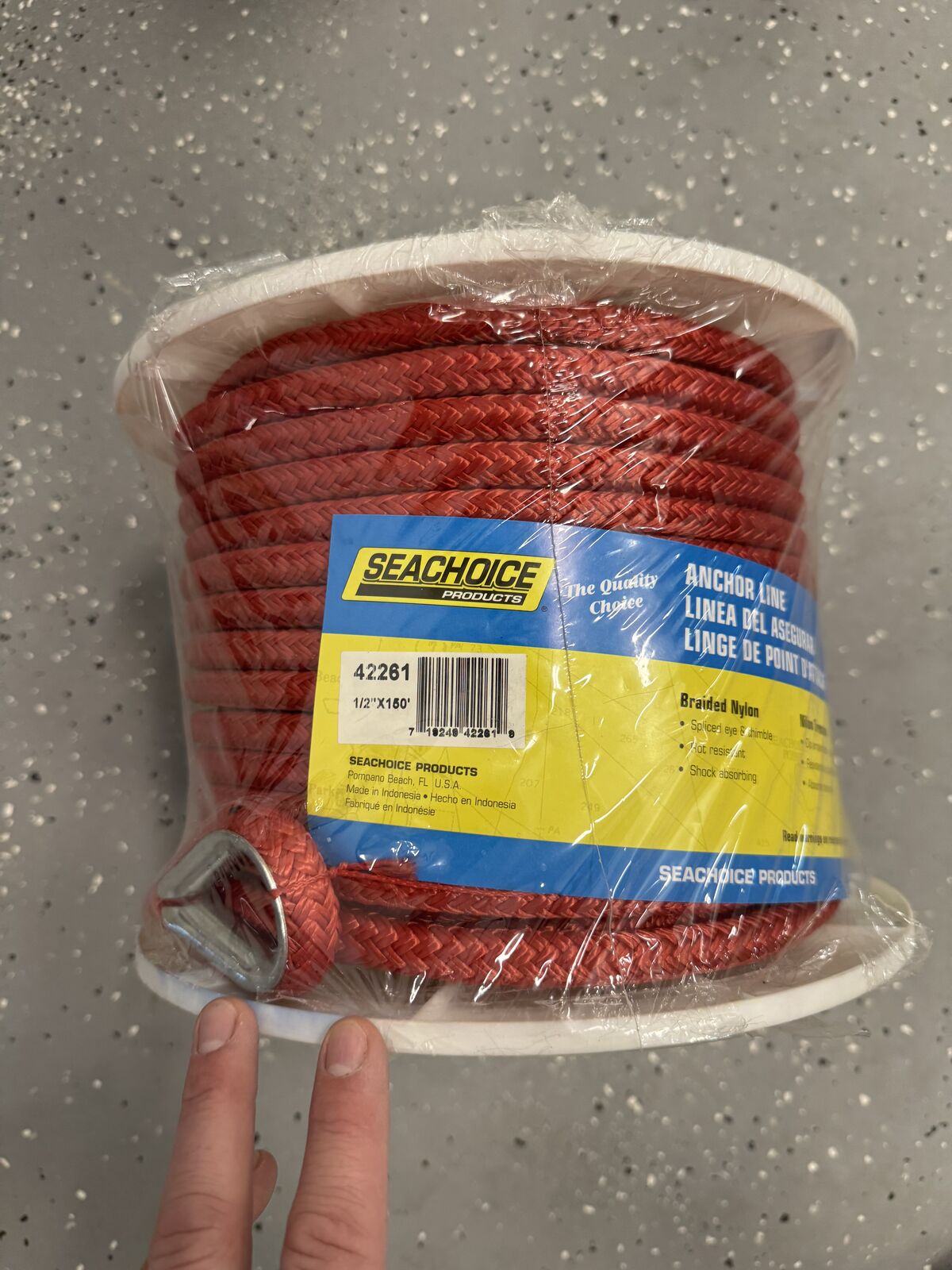 Seachoice Double Braided Nylon Anchor Line Boat 1/2" x 150 FT Red