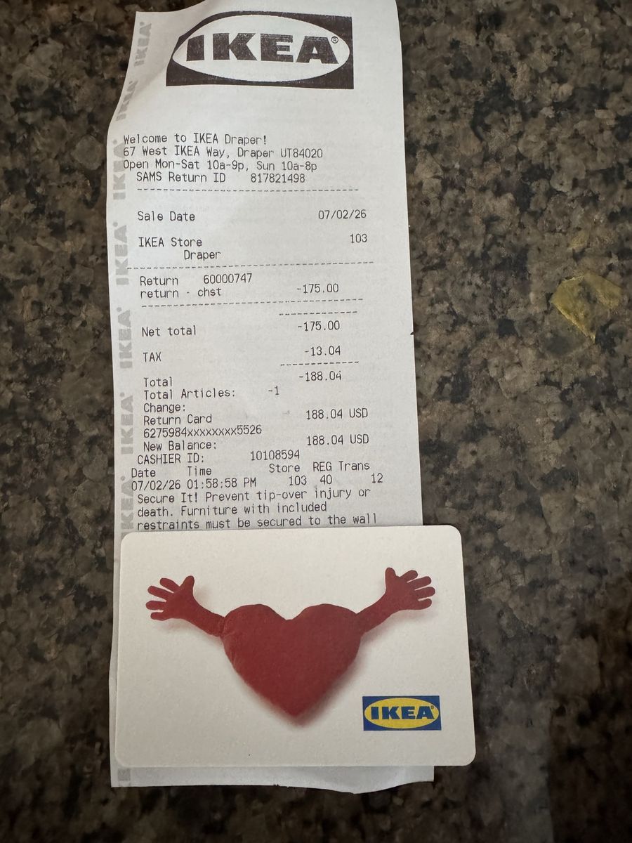 IKEA store credit $188