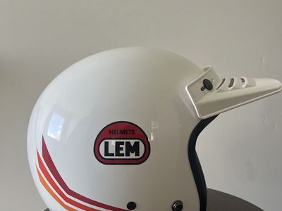 LEM Jet Sport Motorcycle Helmet Gloss White Size Small Vintage Style