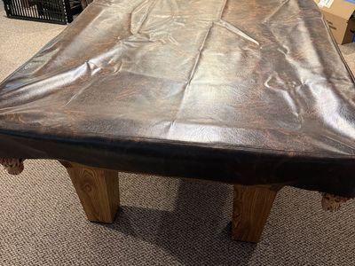 8’ Heavy-Duty Leatherette Pool Table Cover – Distressed Brown – Excellent Condition