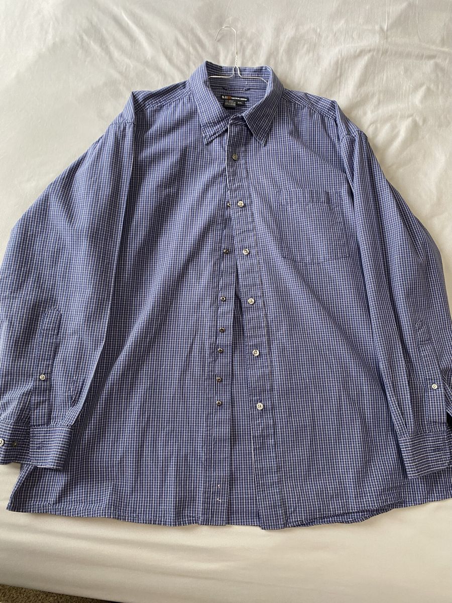 5.11 Tactical 2X Men’s Oxford Dress Shirt LS (navy blue plaid)