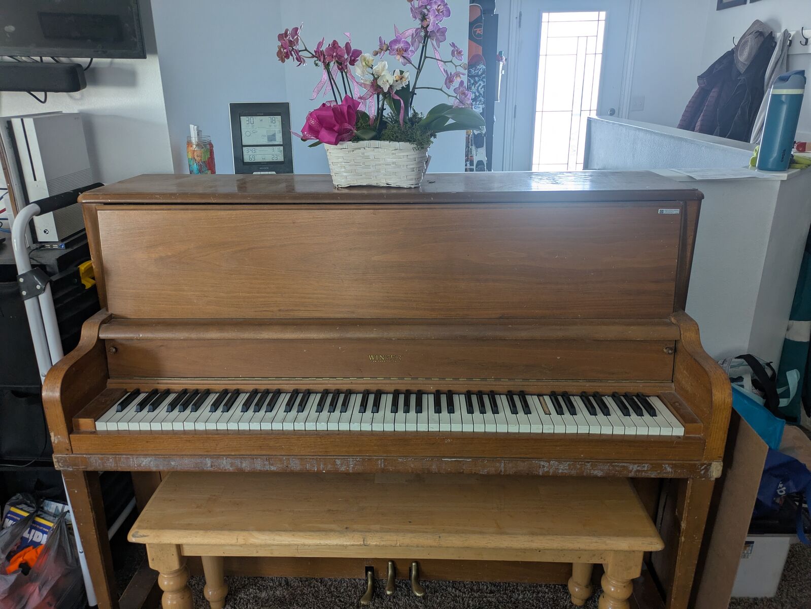 Short upright piano