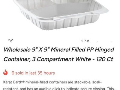 9 x 9 Mineral Filled PP Hinged Container,