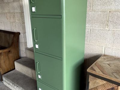 Green Metal Storage Locker Cabinet with 4 Compartments - Industrial/Modern Style