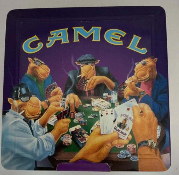 Camel Cigarettes Poker Set Collectible Tin Box with Playing Cards & Chips-(Collectible Box)