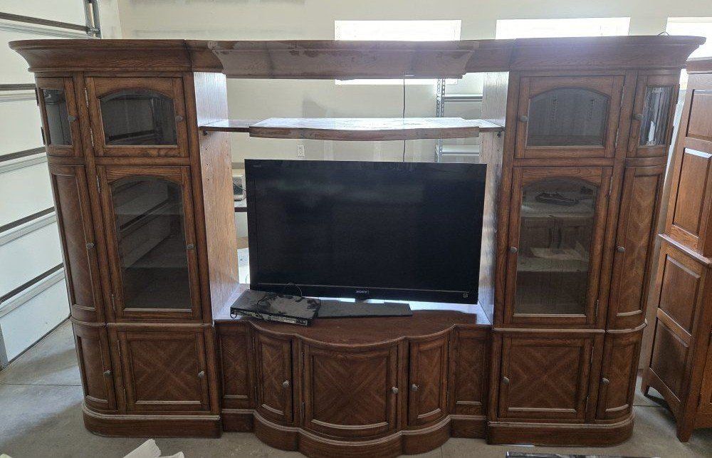 Large Wooden Entertainment Center TV Console