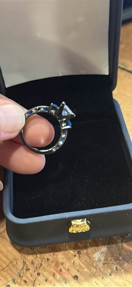 10K Black Gold W/Diamonds & Sapphires