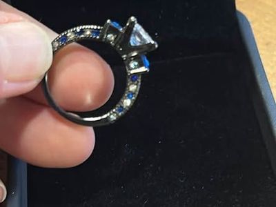 10K Black Gold W/Diamonds & Sapphires