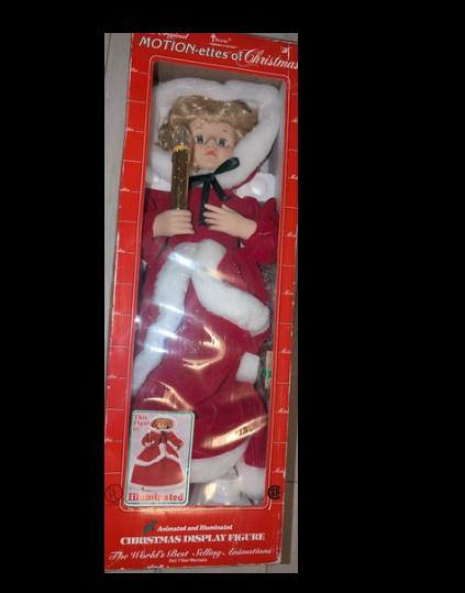 Vintage 80s NEW in Box 24" Telco Motionette Animated Christmas Carol Girl- Holiday Decoration