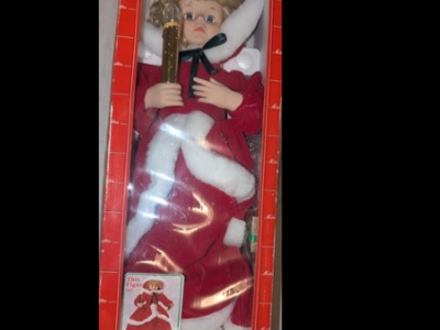 Vintage 80s NEW in Box 24" Telco Motionette Animated Christmas Carol Girl- Holiday Decoration