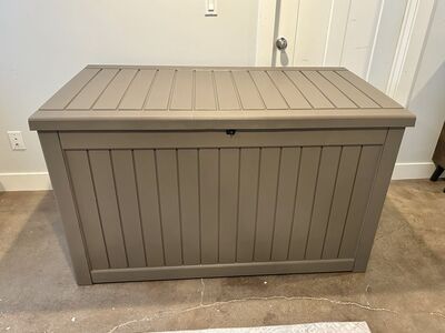 New XL Deck Storage Box Lockable Lid Taupe