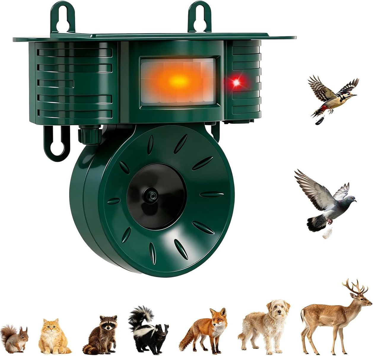 NEW Squirrel & Deer & Birds & Rabbit Repellent Solar Powered, IP 65 Waterproof, Ultrasonic Deterrent Outdoor 1 Pack