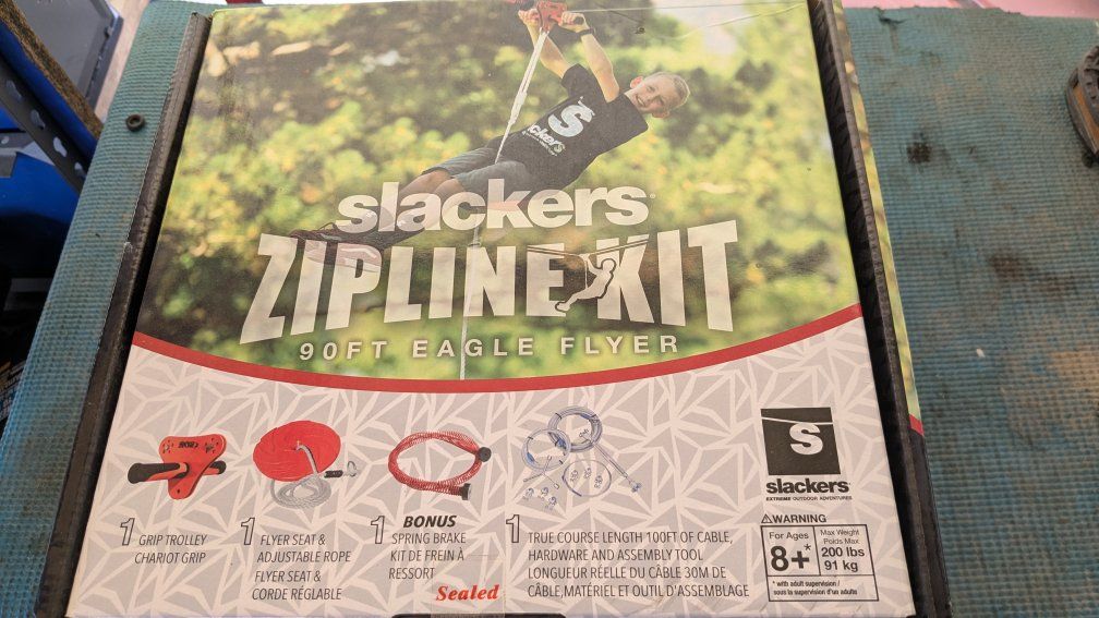 Slackers 90ft Eagle Flyer Zipline Kit with Seat and Spring Brake