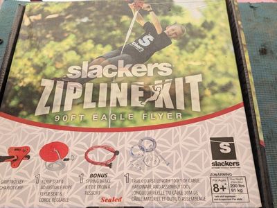 Slackers 90ft Eagle Flyer Zipline Kit with Seat and Spring Brake