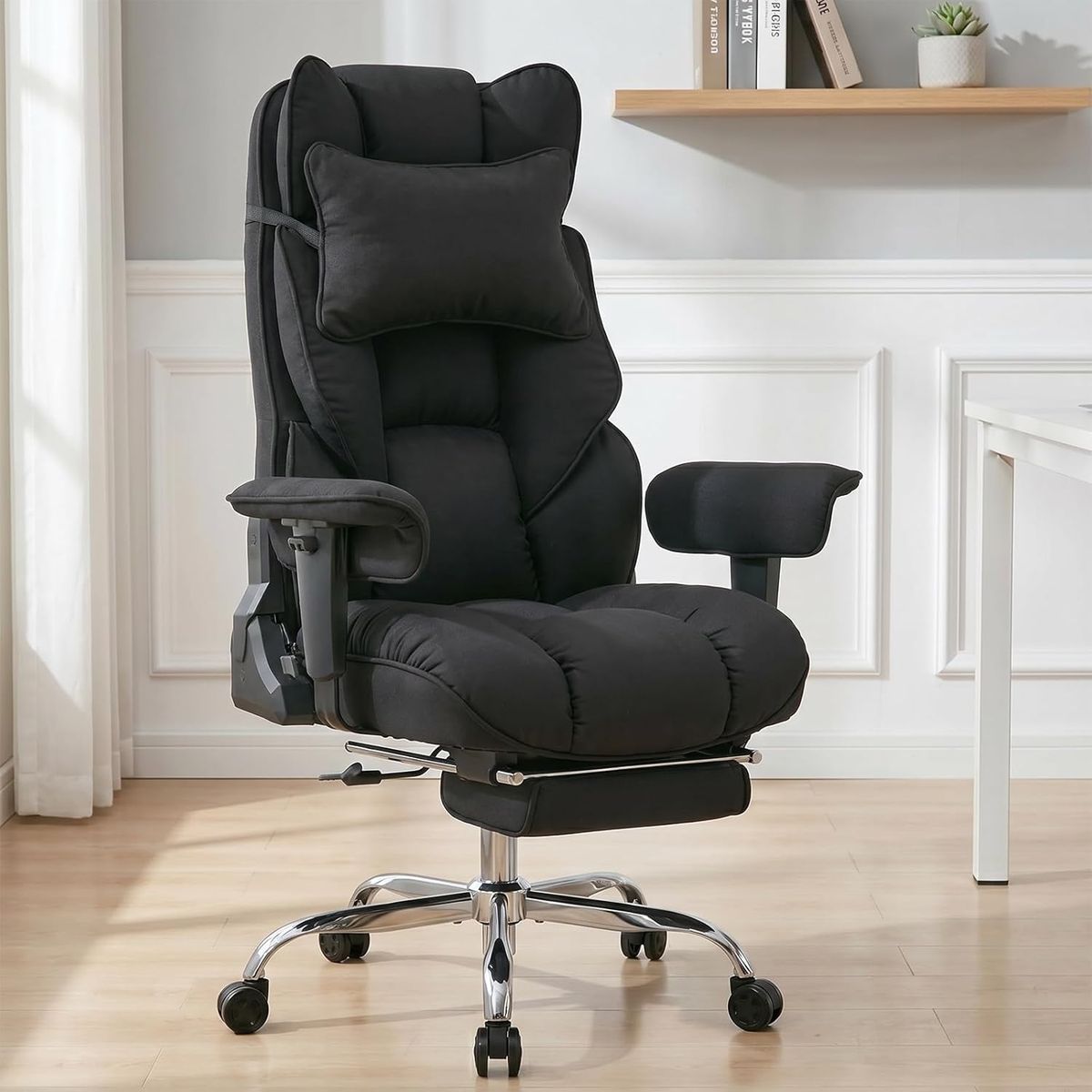 NEW Big and Tall Office Chair 400lbs, Breathable Fabric with Pocket Spring Cushion, 155° Reclining Computer Chair