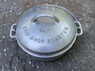 Vintage Wagner Ware Sidney O No. 7 Drip Drop Roaster aluminum Dutch Oven w/ Lid