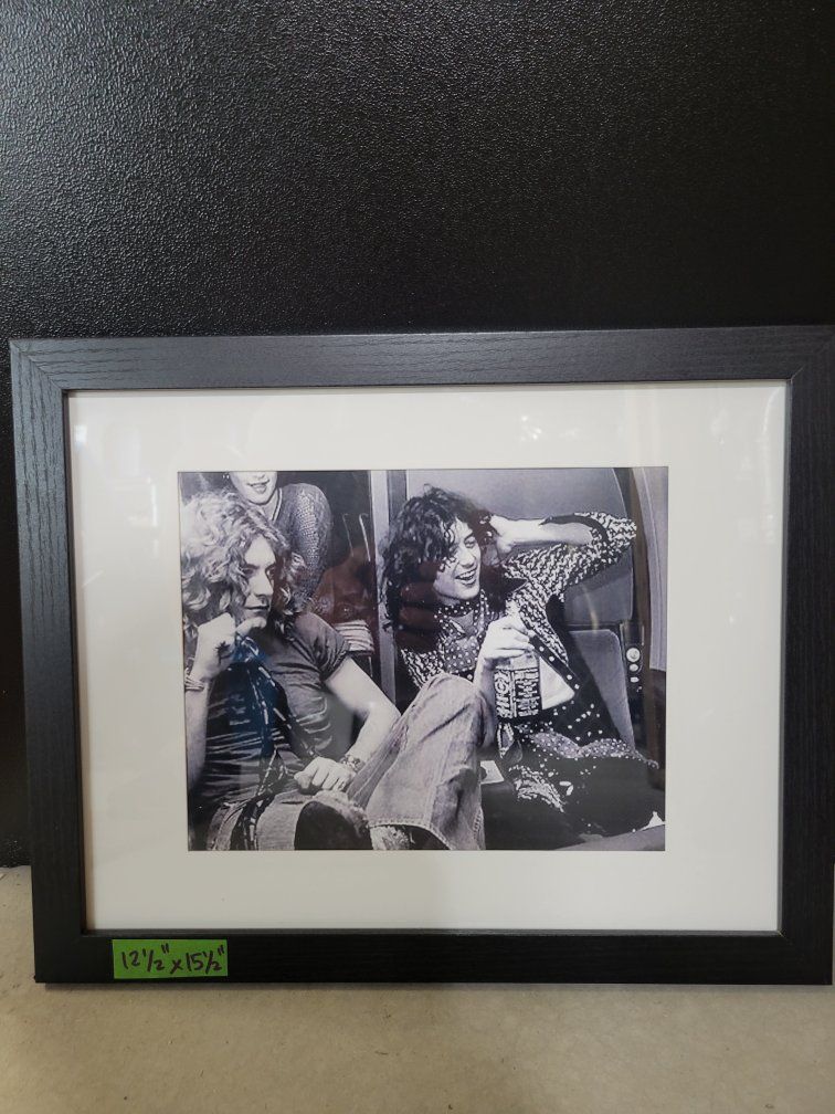 Framed Led Zeppelin Black & White Photograph Print (12.5" x 15.5")