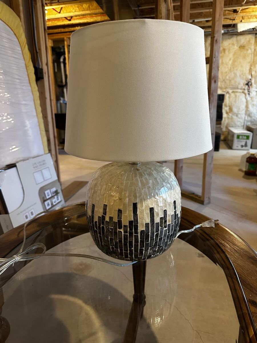 Modern Mosaic Glass Table Lamp w/ Fabric Shade