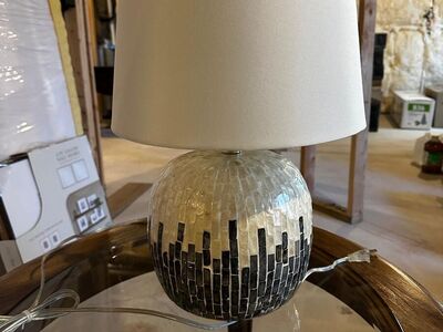 Modern Mosaic Glass Table Lamp w/ Fabric Shade