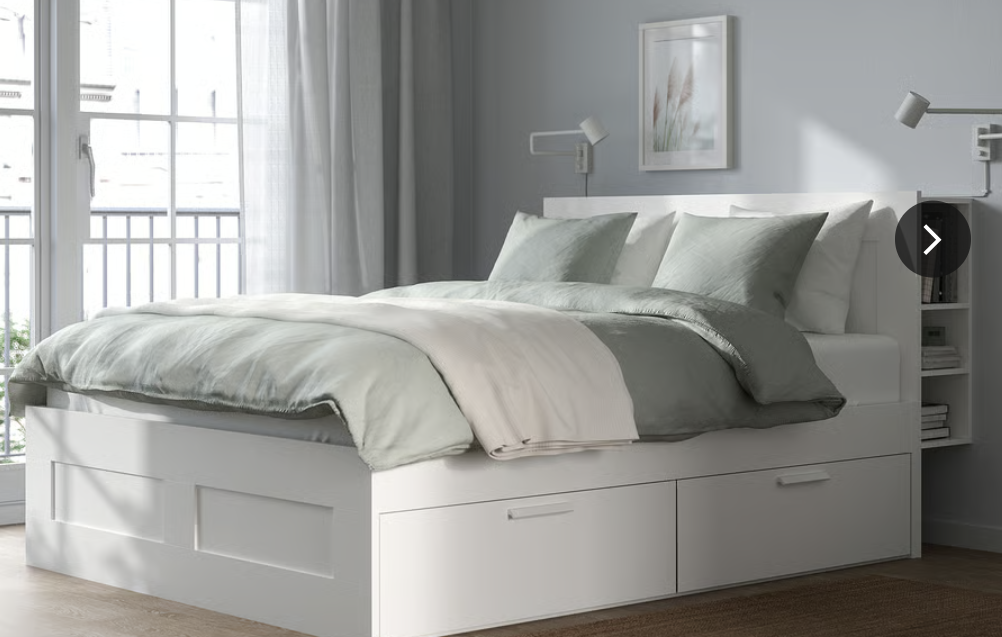IKEA BRIMNES Full Bed with Headboard and Bed storage