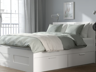 IKEA BRIMNES Full Bed with Headboard and Bed storage