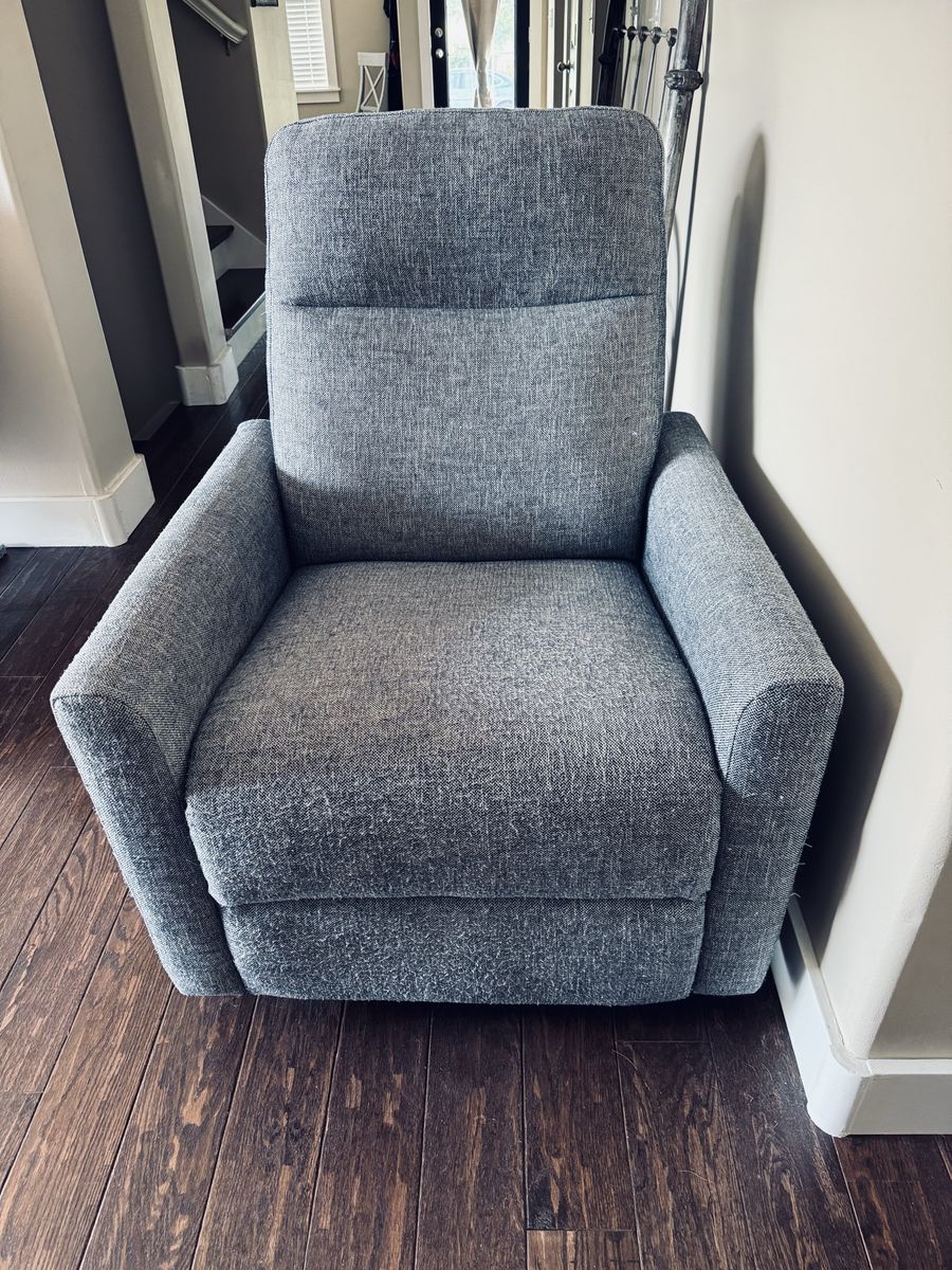 Blue/Grey Fabric Manual Reclining Armchair / Glider