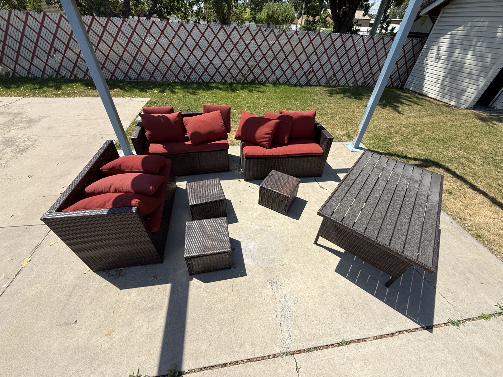 Patio set with table and stools