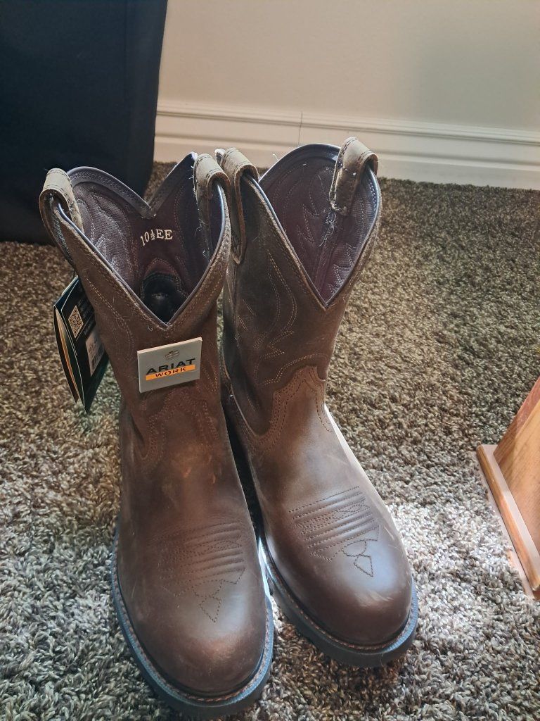 Ariat Work Men's Groundbreaker Pull-On Work Boots - Brown Leather, Size 10.5 EE