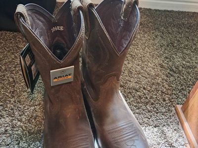 Ariat Work Men's Groundbreaker Pull-On Work Boots - Brown Leather, Size 10.5 EE