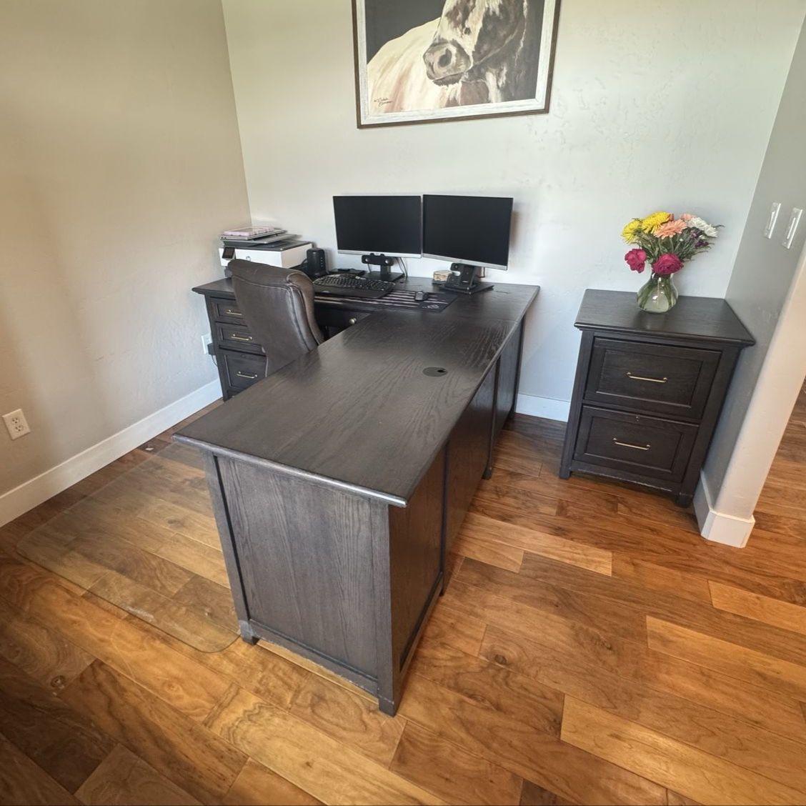 Desk and file cabinet