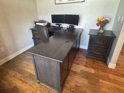 Desk and file cabinet