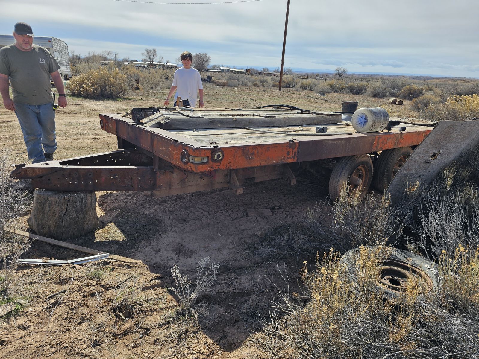 Old Flat Bed Bumper Pull Trailer