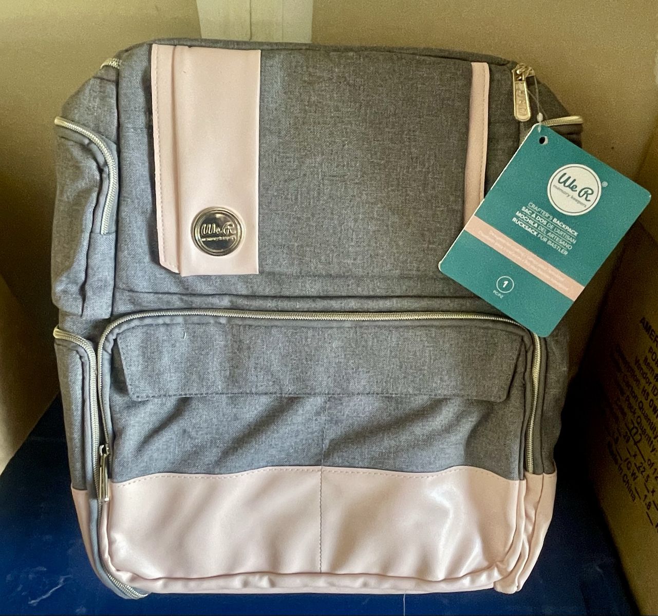 We R Memory Keepers Planner Backpack Gray/Pink - Crafting Bag for Supplies