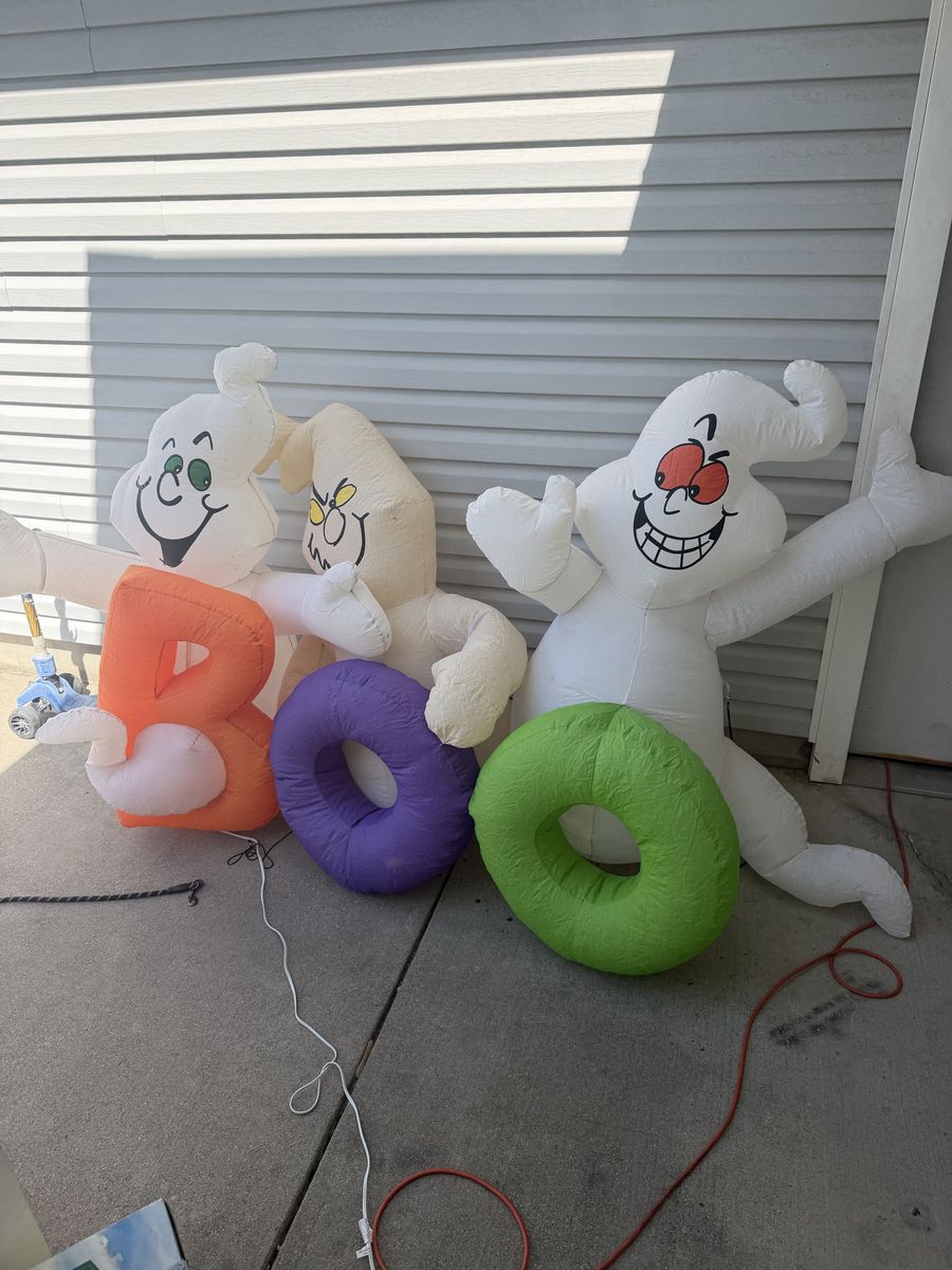 Halloween Inflatable Ghost Trio Spelling BOO Yard Decoration