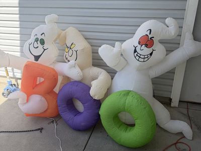 Halloween Inflatable Ghost Trio Spelling BOO Yard Decoration