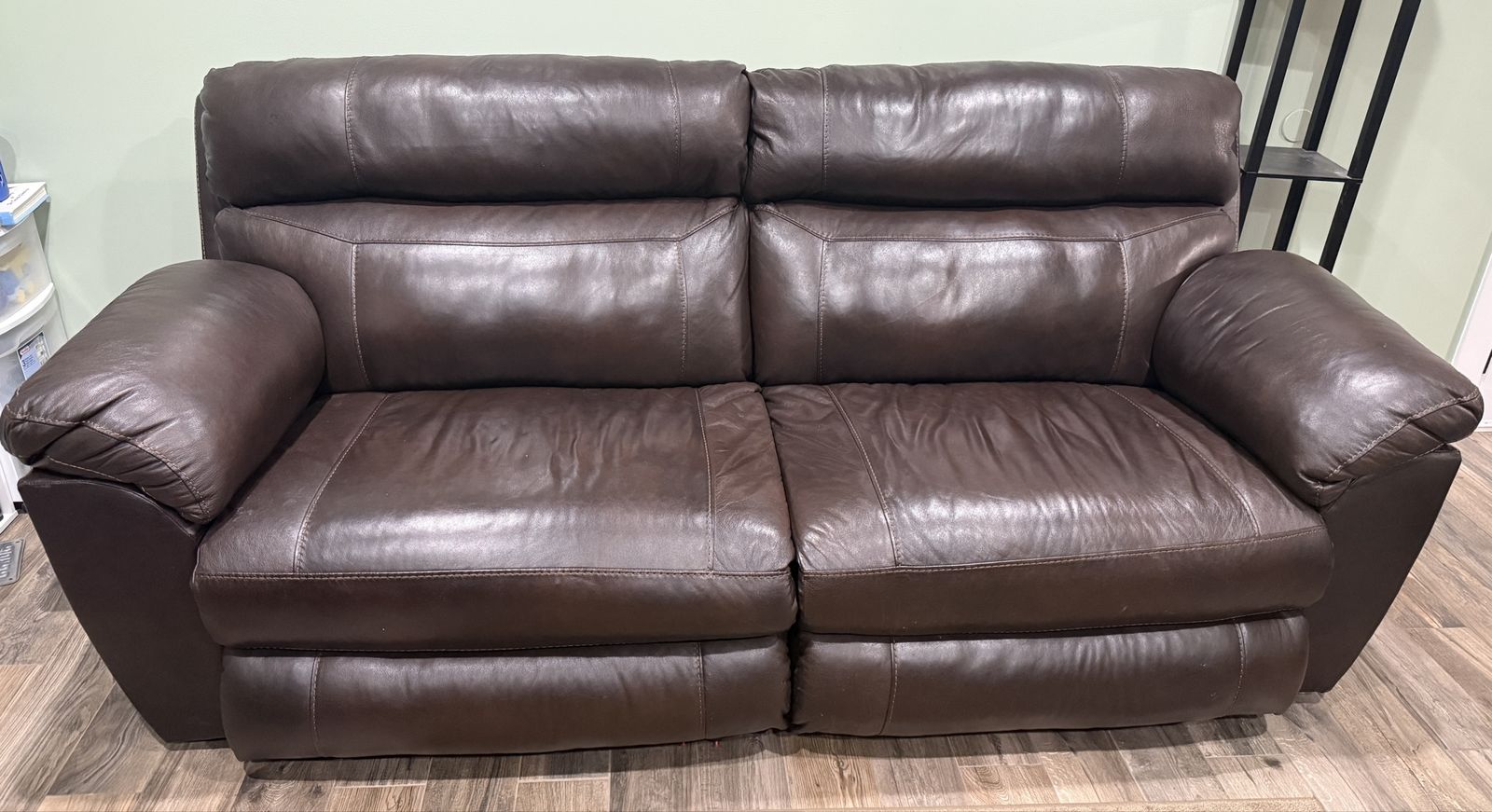 Dark Brown Leather Power Reclining Sofa