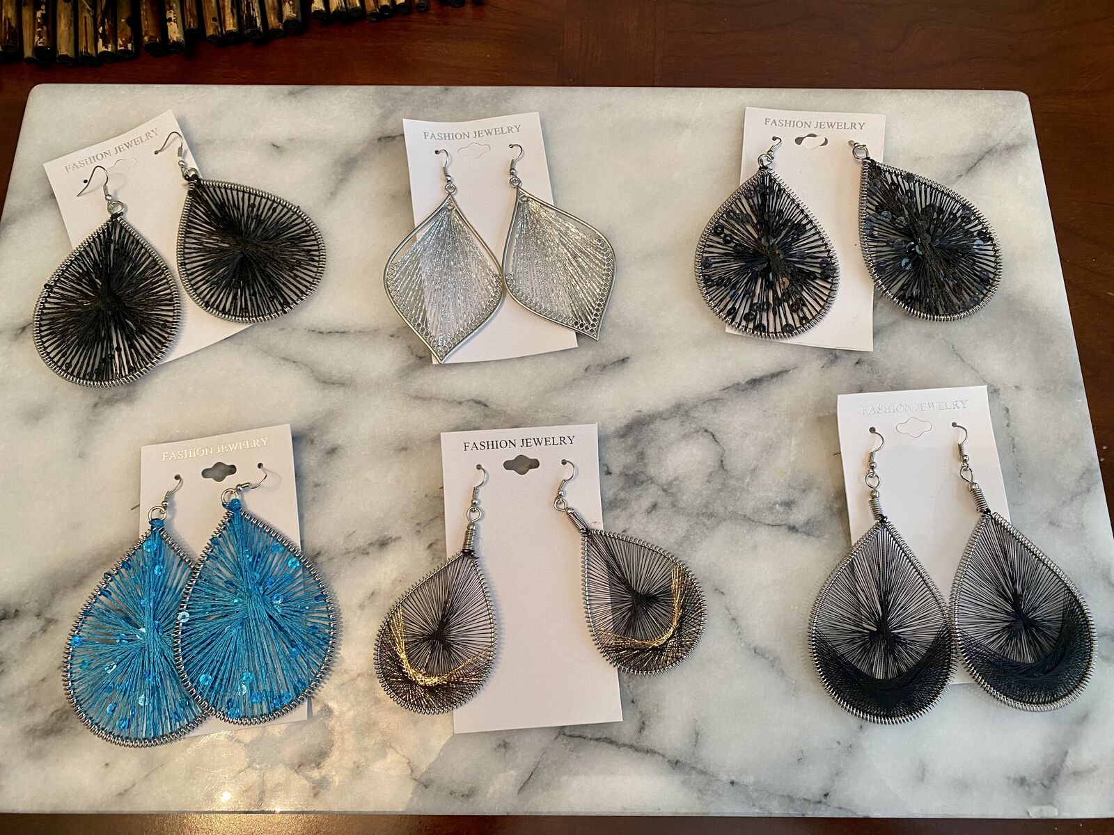 NEW - Gorgeous Drop Handmade Earrings- Some With Sequins- All With Beautiful Thread - See Photos