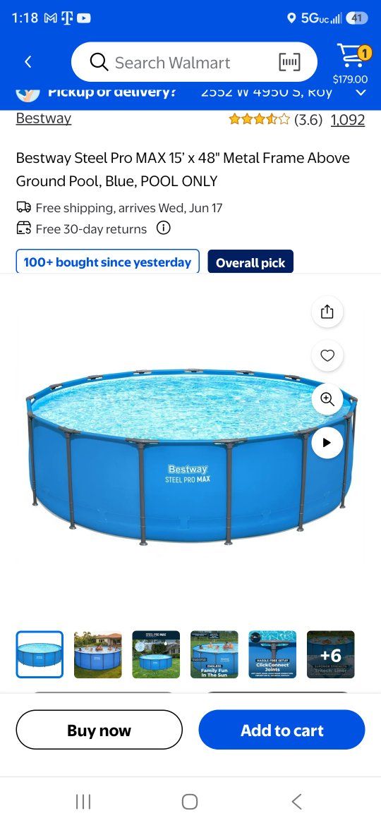 Bestway Steel Pro MAX 15' x 48" Blue Metal Frame Above Ground Swimming Pool (Pool ONLY)