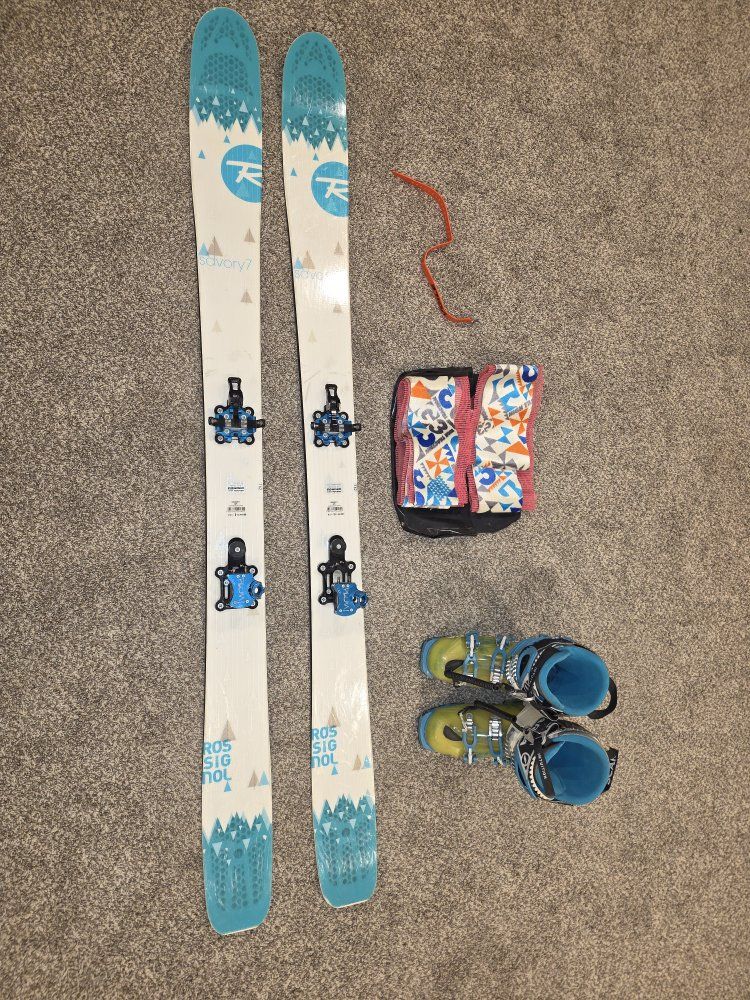 Rossignol Savory7 Touring Skis 162cm with Plum Yak Bindings, 37.5 Scarpa Boots & G3 Skins Set