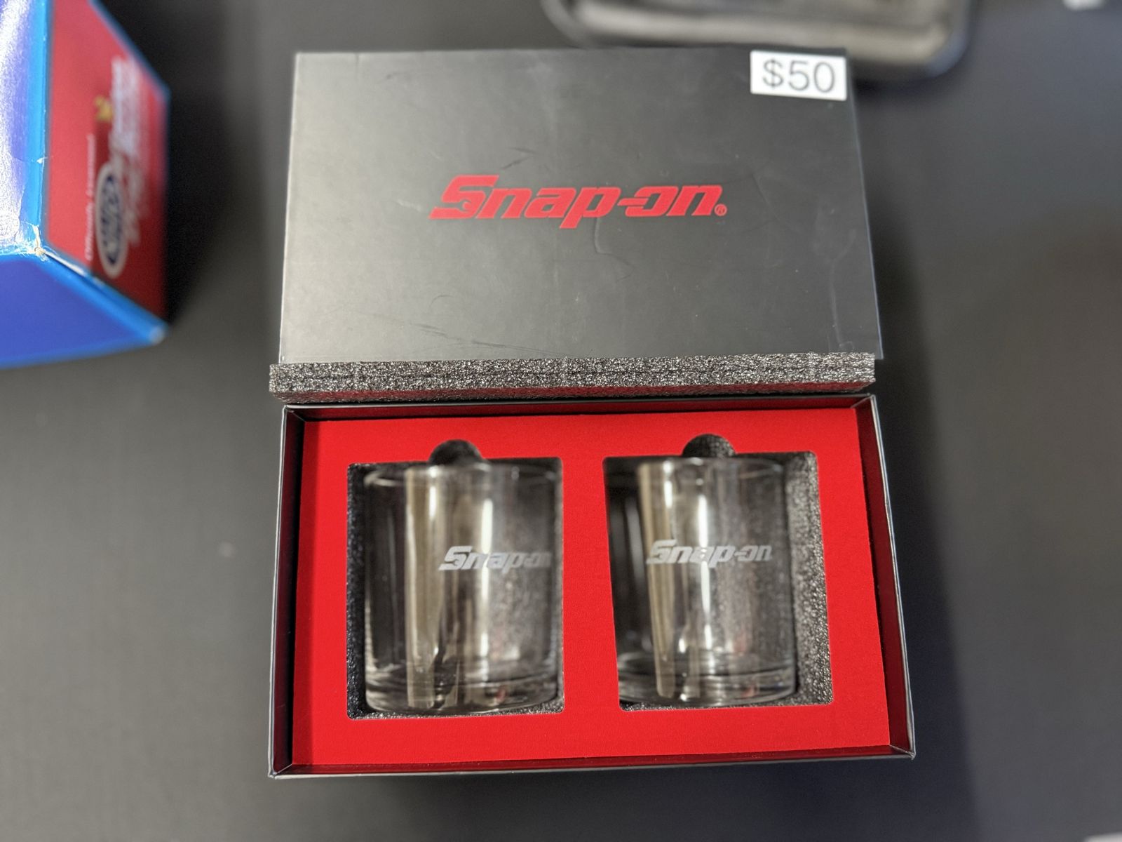 Snap-on Logo Rocks Glasses Set - Two 10oz Tumblers in Original Box