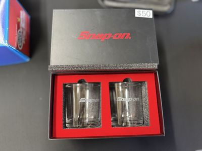 Snap-on Logo Rocks Glasses Set - Two 10oz Tumblers in Original Box